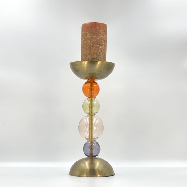 BOUGEOIR VERRE ET METAL BRONZE - Affari of Sweden
